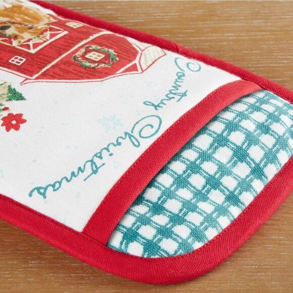 NEW The Pioneer Woman Country Christmas Cheerful Cow Rose Kitchen Apron - Picture 11 of 14